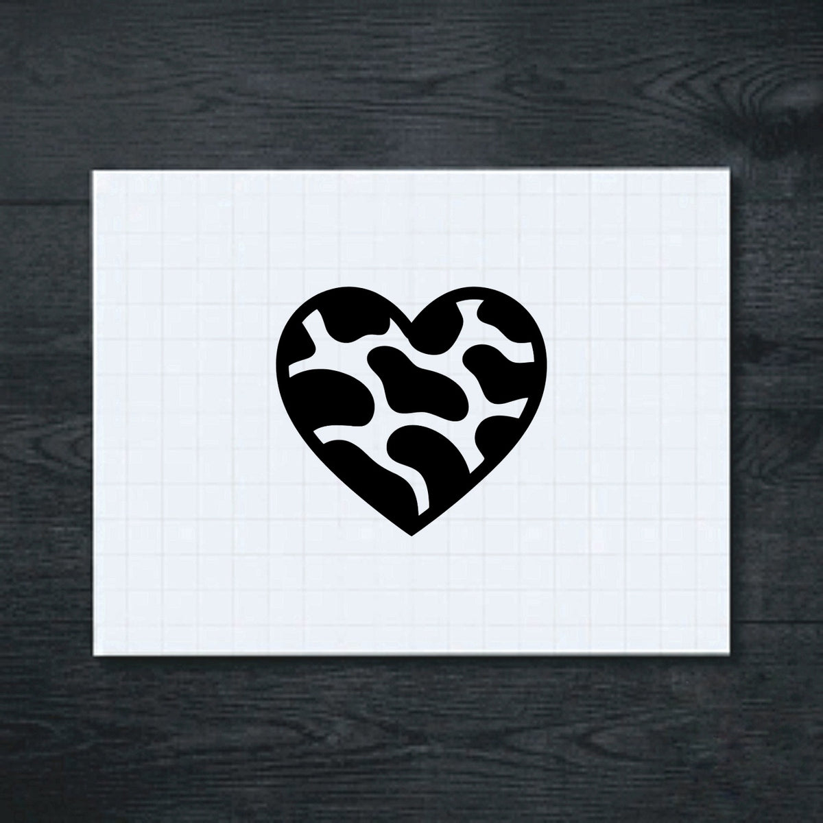 Black camo heart vinyl sticker