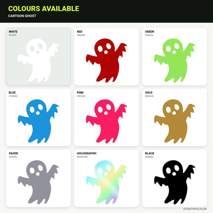 Vinyl colour options for Cartoon Ghost vinyl sticker