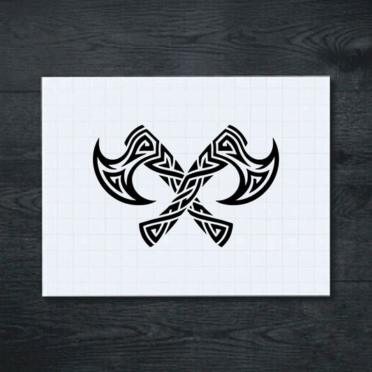 Black Celtic twin axes sticker