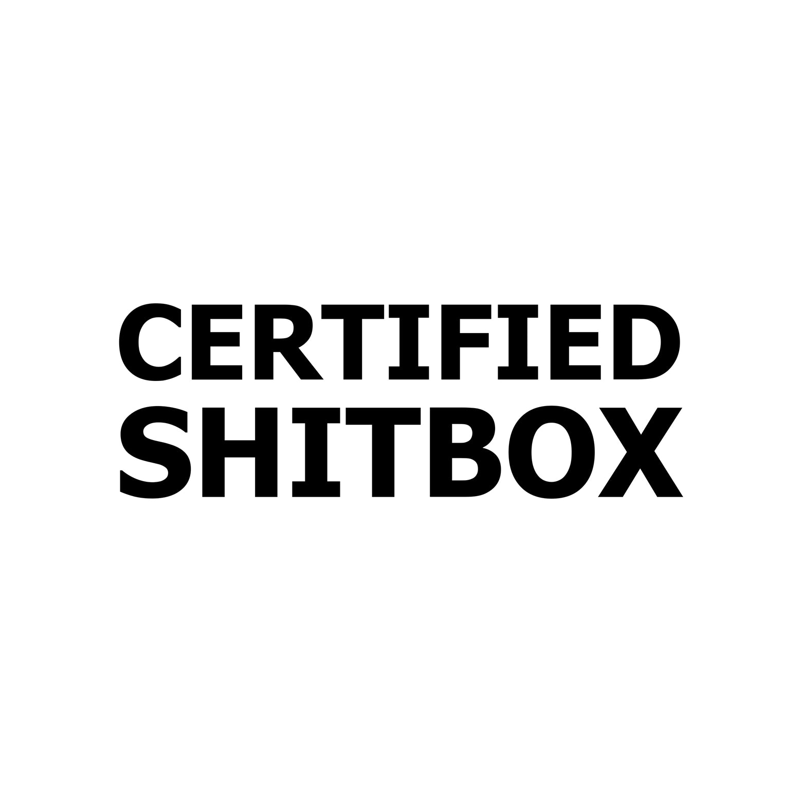 Black Certified Shitbox vinyl sticker decal on a white background.