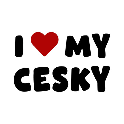 Cesky – I LOVE MY DOG Sticker – Car Window Decal – black sticker design on white background