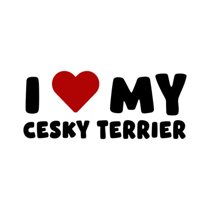 Cesky Terrier – I LOVE MY DOG Sticker – Car Window Decal – black sticker design on white background