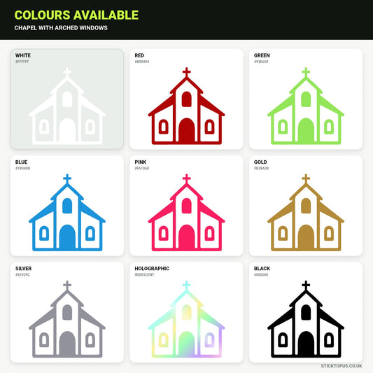 Vinyl colour options for Chapel with Arched Windows vinyl sticker