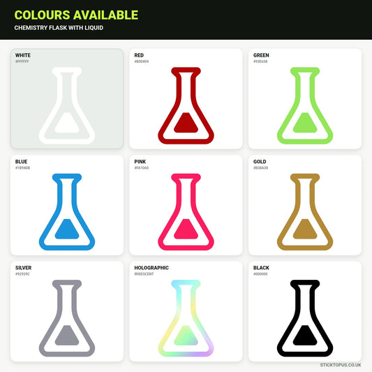 Vinyl colour options for Chemistry Flask with Liquid vinyl sticker