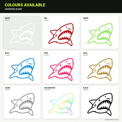 Vinyl colour options for a chomping shark vinyl sticker