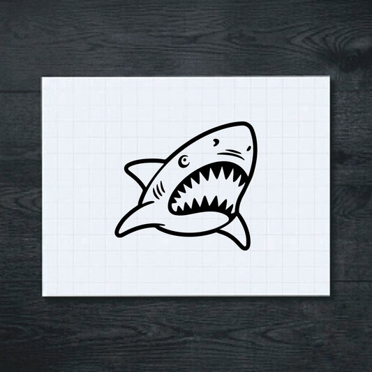 Black chomping shark vinyl sticker