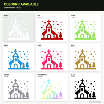 Vinyl colour options for Church with Trees church vinyl sticker