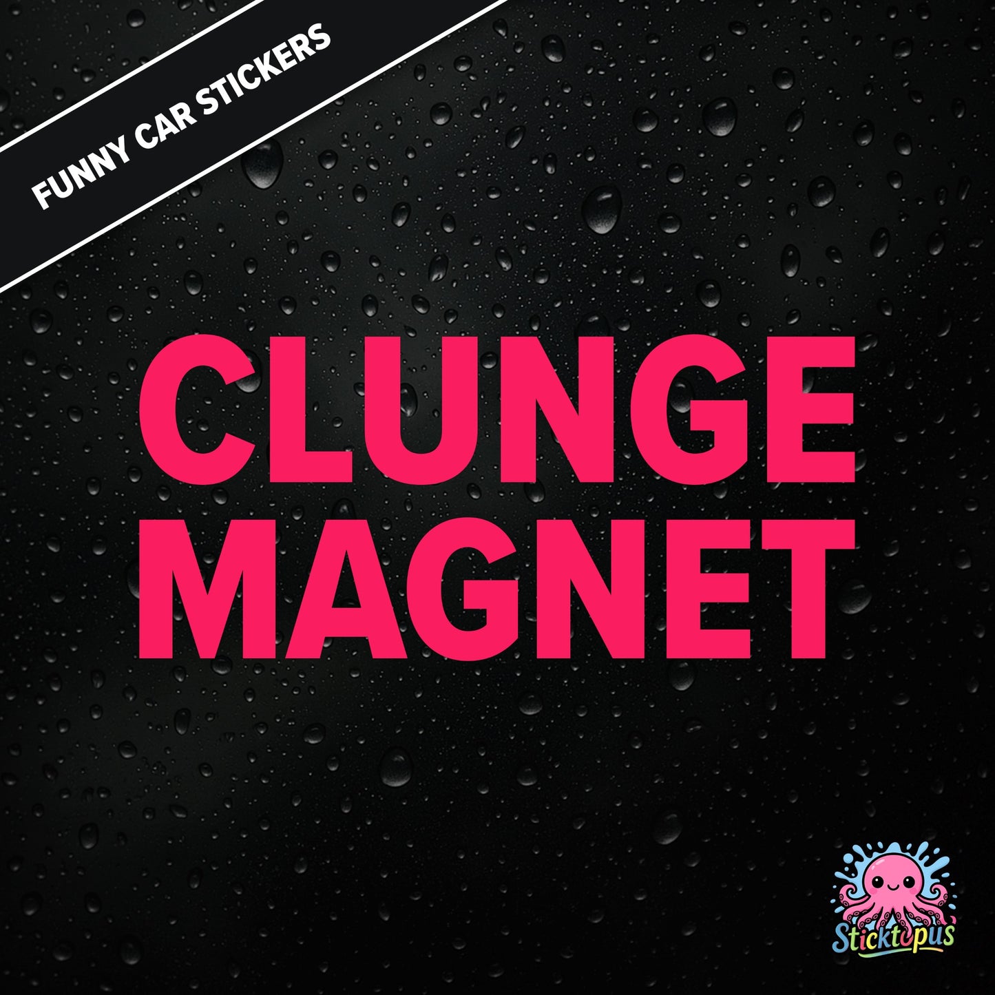 Clunge Magnet — rude clunge magnet sticker in pink text, bold and cheeky.