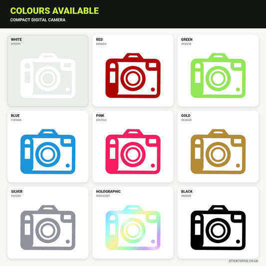 Vinyl colour options for compact digital camera vinyl sticker