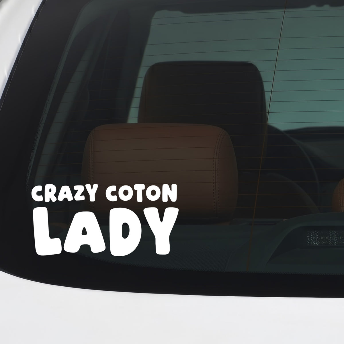 Coton – CRAZY DOG LADY Sticker – Car Window Decal – White vinyl car/window decal mockup