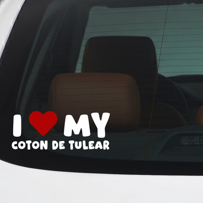 Coton De Tulear – I LOVE MY DOG Sticker – Car Window Decal – White vinyl car/window decal mockup