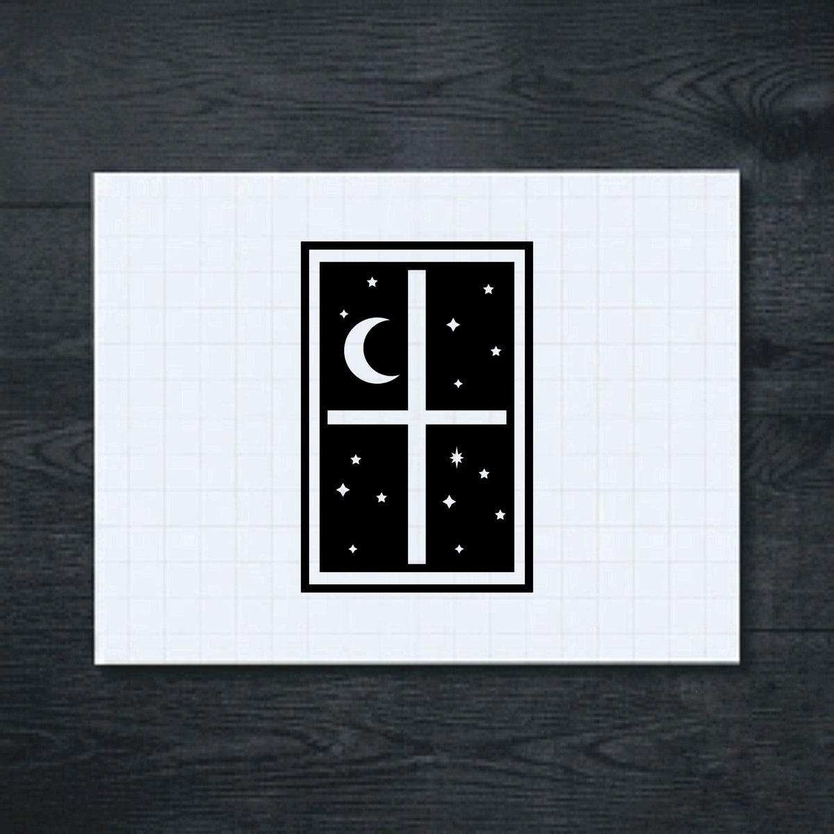 Black crescent moon window sticker