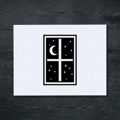 Black crescent moon window sticker