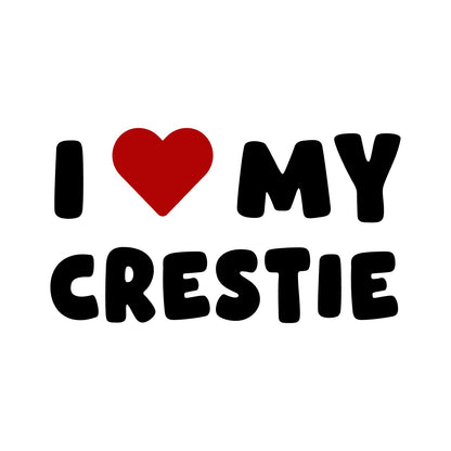 Crestie – I LOVE MY DOG Sticker – Car Window Decal – black sticker design on white background
