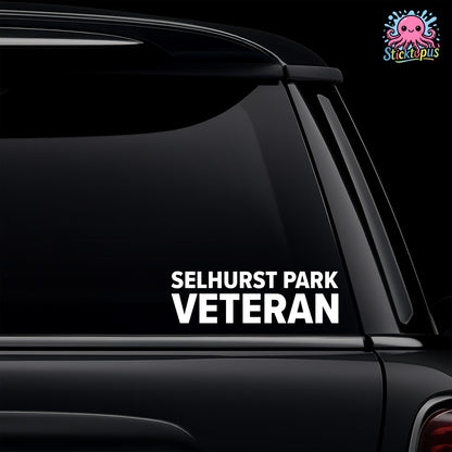 Car window with 'SELHURST PARK VETERAN' decal and Sticktopus logo.