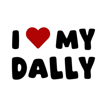 Dally – I LOVE MY DOG Sticker – Car Window Decal – black sticker design on white background