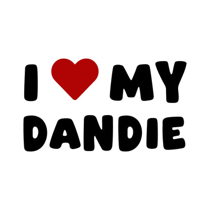 Dandie – I LOVE MY DOG Sticker – Car Window Decal – black sticker design on white background