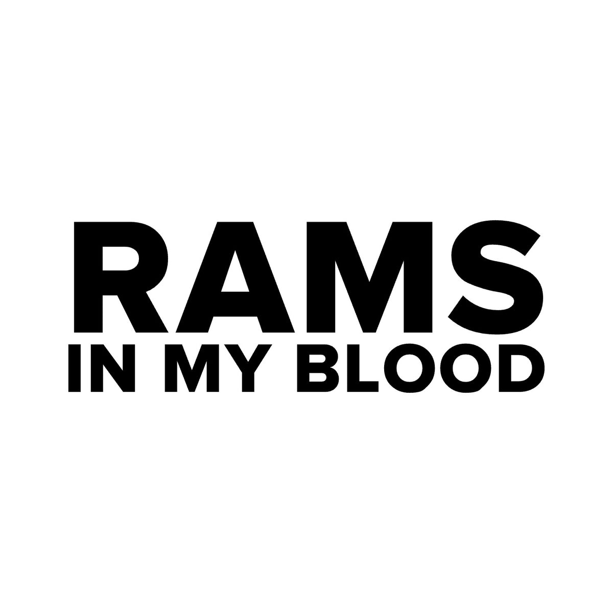 Derby County – RAMS IN MY BLOOD Sticker – Car Window Decal – black sticker design on white background
