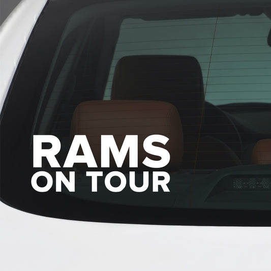 Derby County – RAMS ON TOUR Sticker – Car Window Decal – White vinyl car window sticker
