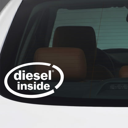 Diesel inside white car window sticker.