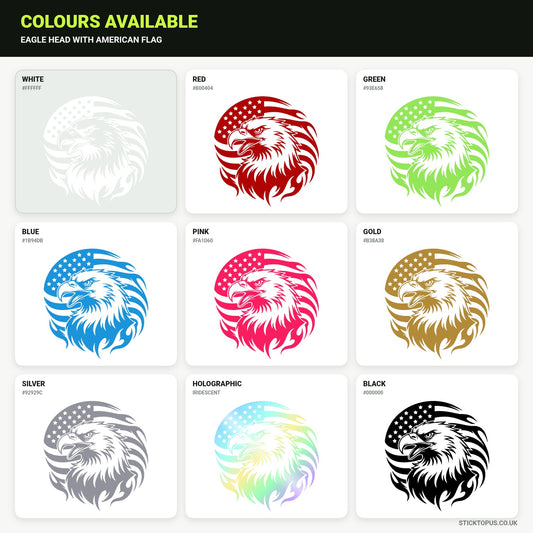 Vinyl colour options for Eagle Head with American Flag vinyl sticker