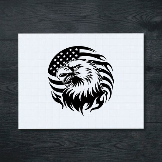 Black Eagle Head with American Flag vinyl sticker