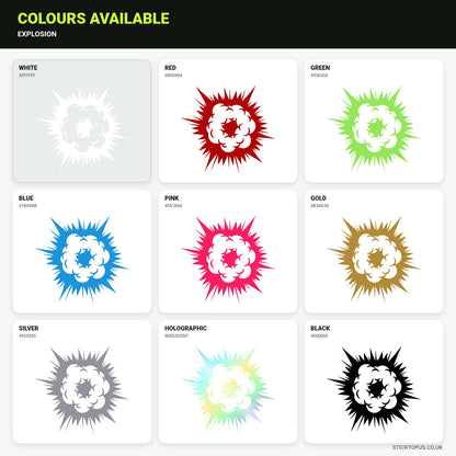 Vinyl colour options for explosion graphic vinyl sticker