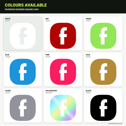 Vinyl colour options for the Facebook rounded-square mark vinyl sticker