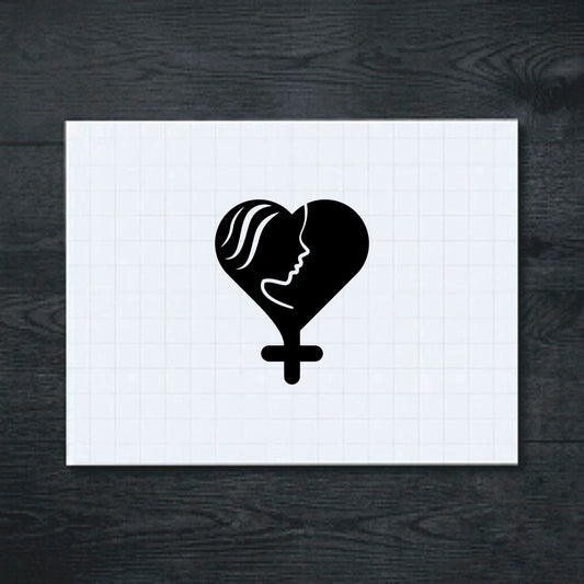 Black female heart symbol vinyl sticker