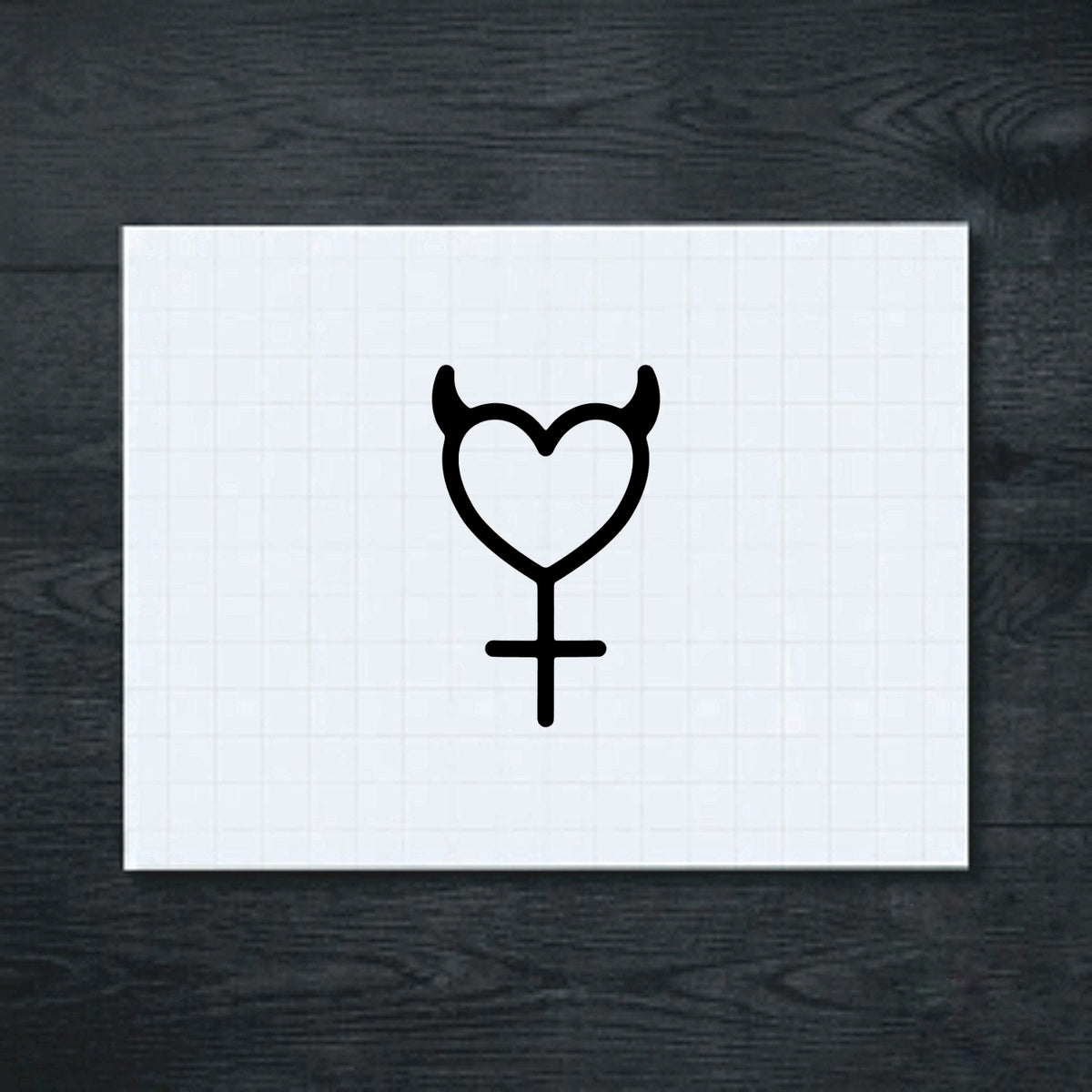 Black female symbol with heart and horns vinyl sticker