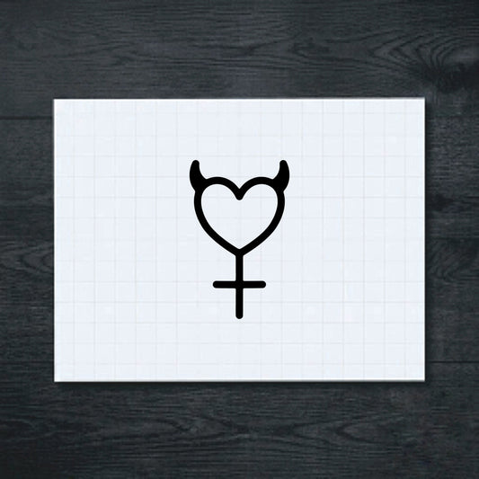 Black female symbol with heart and horns vinyl sticker