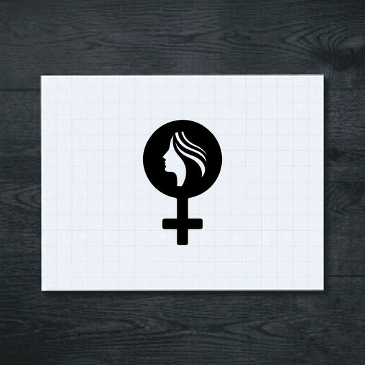 Black woman’s profile within the Venus symbol vinyl sticker