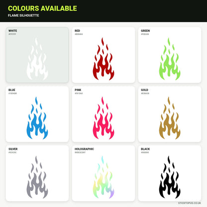 Vinyl colour options for Flame Silhouette vinyl sticker