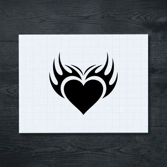 Black Flaming heart vinyl sticker