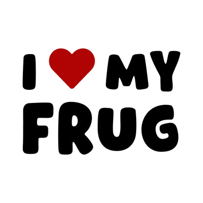 Frug – I LOVE MY DOG Sticker – Car Window Decal – black sticker design on white background
