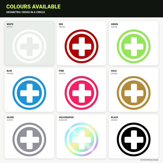Vinyl colour options for geometric cross vinyl sticker