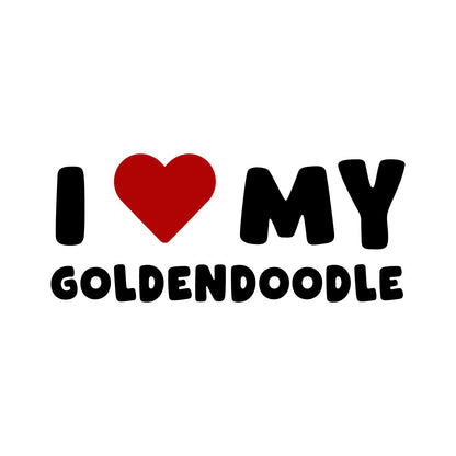 Goldendoodle – I LOVE MY DOG Sticker – Car Window Decal – black sticker design on white background