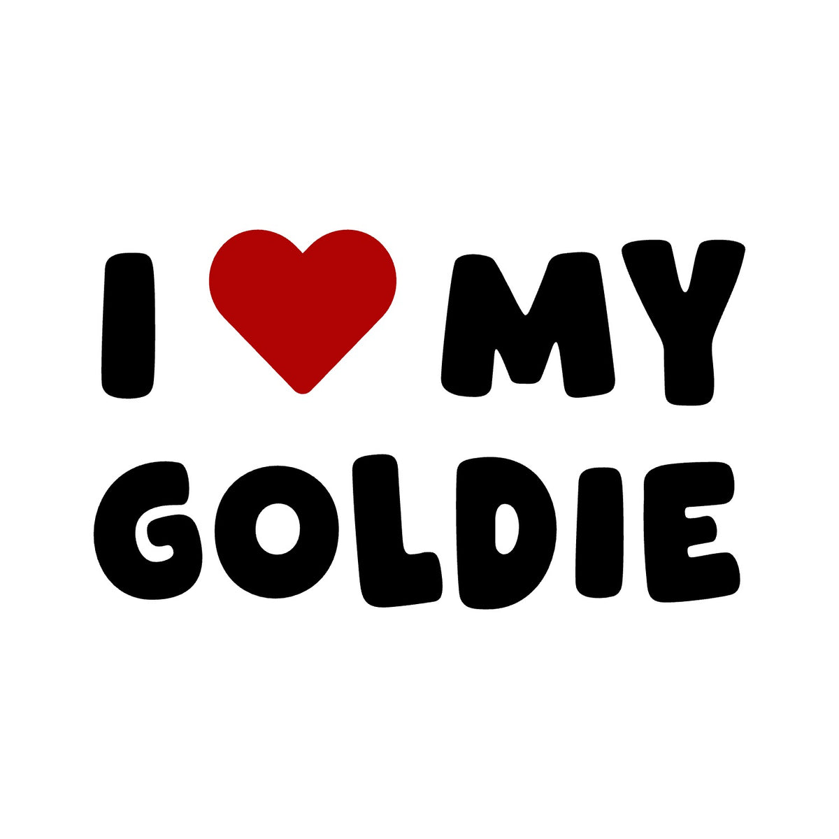 Goldie – I LOVE MY DOG Sticker – Car Window Decal – black sticker design on white background