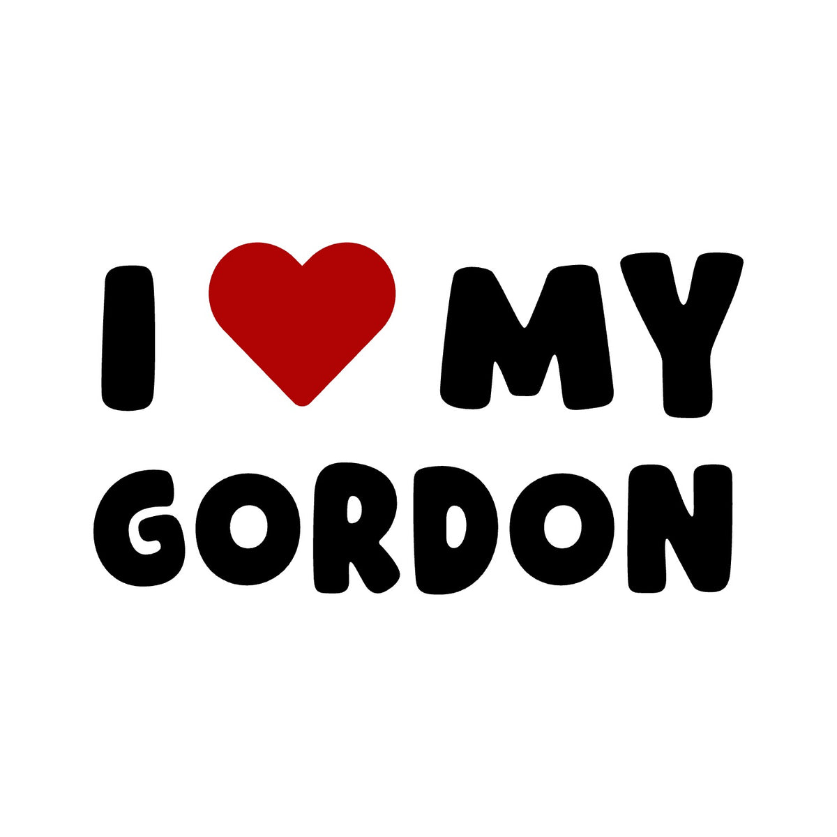 Gordon – I LOVE MY DOG Sticker – Car Window Decal – black sticker design on white background