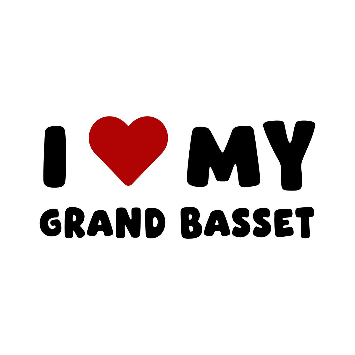 Grand Basset – I LOVE MY DOG Sticker – Car Window Decal – black sticker design on white background