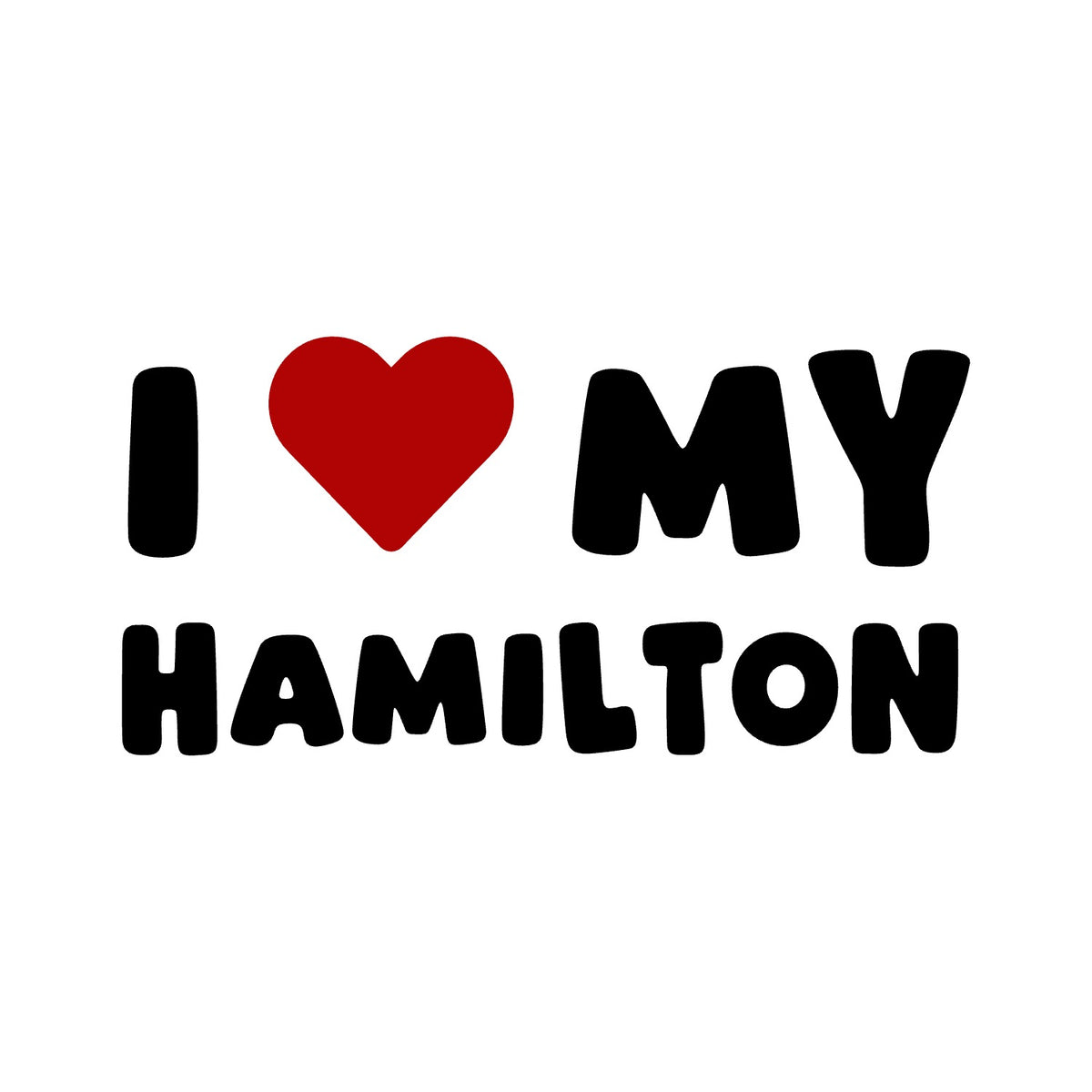 Hamilton – I LOVE MY DOG Sticker – Car Window Decal – black sticker design on white background