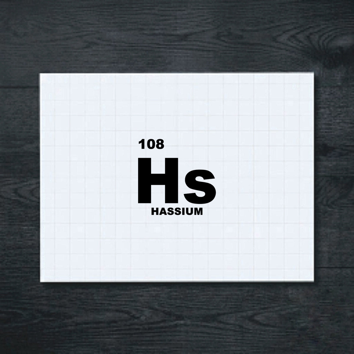 Black Hassium periodic table tile vinyl sticker