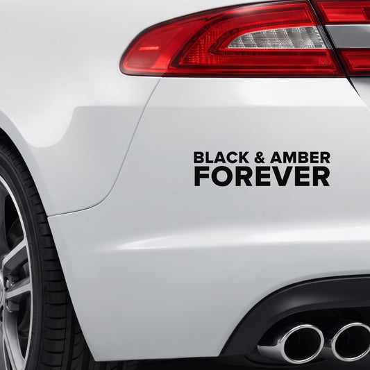 Hull City – BLACK & AMBER FOREVER Sticker – Car Window Decal – Black vinyl bumper decal on car