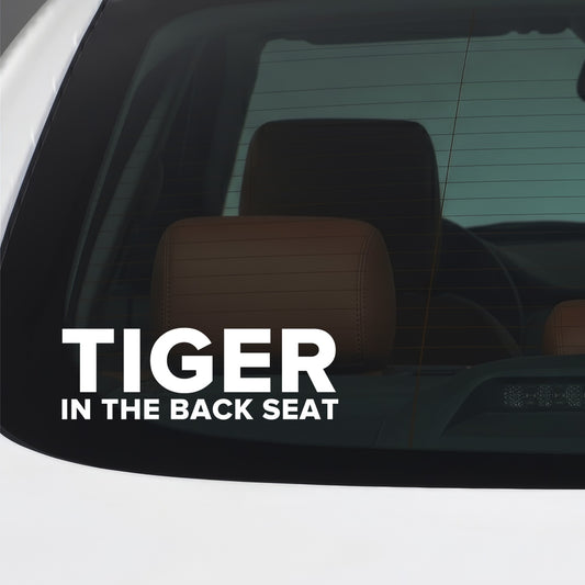 Hull City – TIGER IN THE BACK SEAT Sticker – Car Window Decal – White vinyl car window sticker