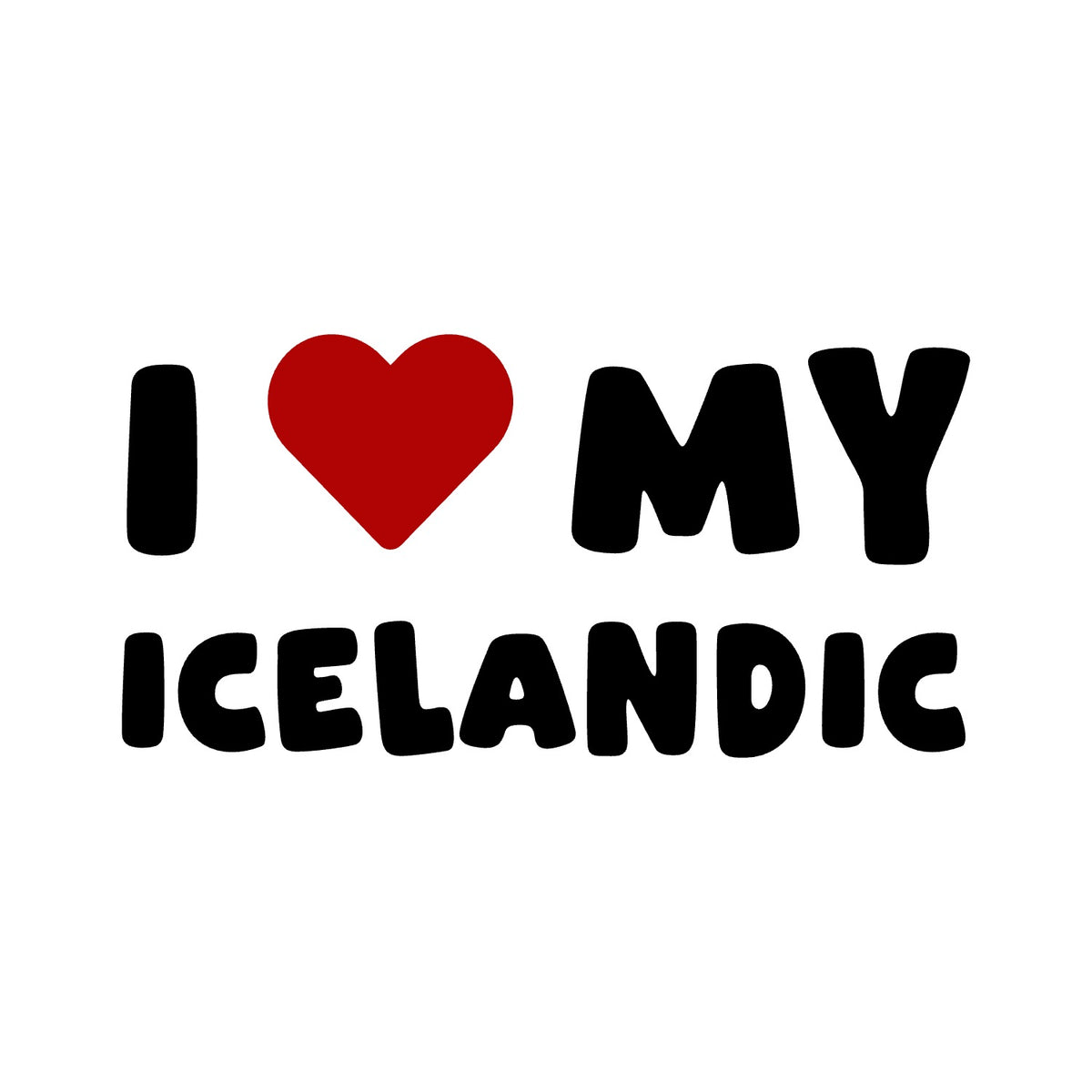 Icelandic – I LOVE MY DOG Sticker – Car Window Decal – black sticker design on white background