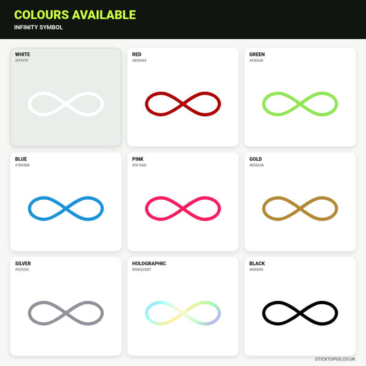 Vinyl colour options for infinity symbol vinyl sticker