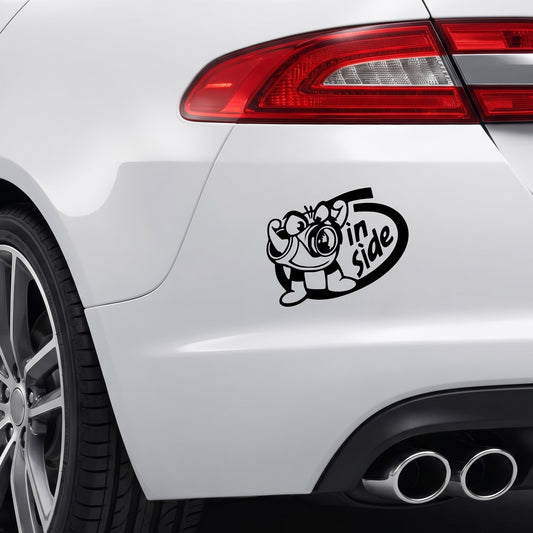 Black Turbo Inside vinyl sticker applied to a car rear bumper.
