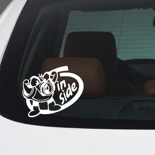 White Turbo Inside vinyl sticker applied to a car window.