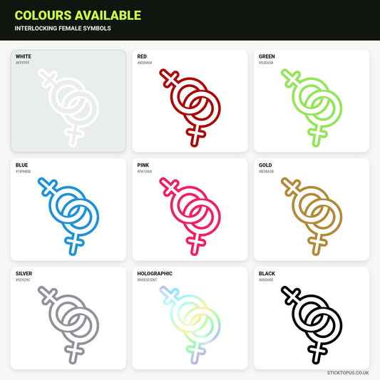 Vinyl colour options for Interlocking Female Symbols vinyl sticker