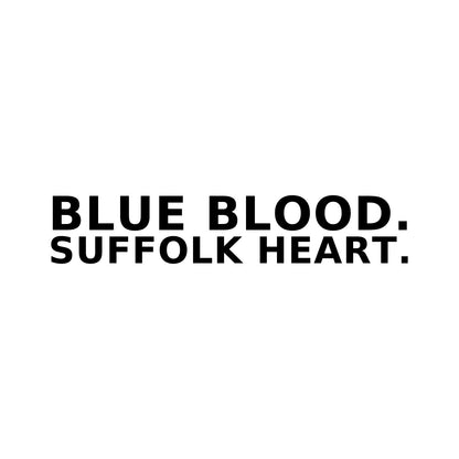 Ipswich Town – BLUE BLOOD. SUFFOLK HEART. Sticker – Car Window Decal – black sticker design on white background